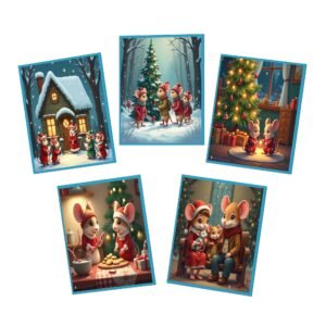 Christmas Mice Greeting Cards – 5-Pack Multi-Design Set with Envelopes