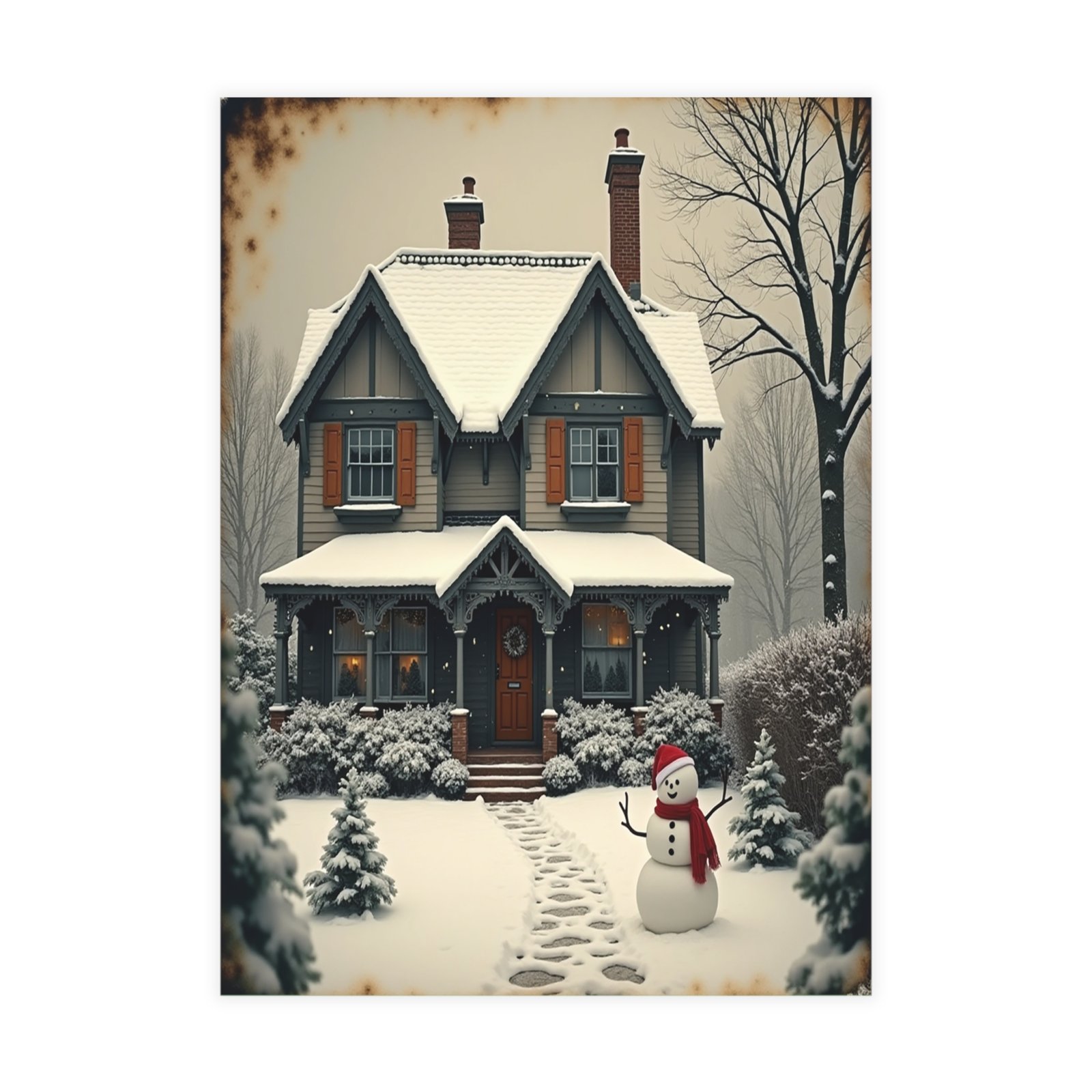 ☃️Whispers of Winter - Snowman at the Gate - Image 2