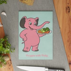 Preppin'  with Pinky    Retro Elephant Glass Cutting Board in Two Sizes