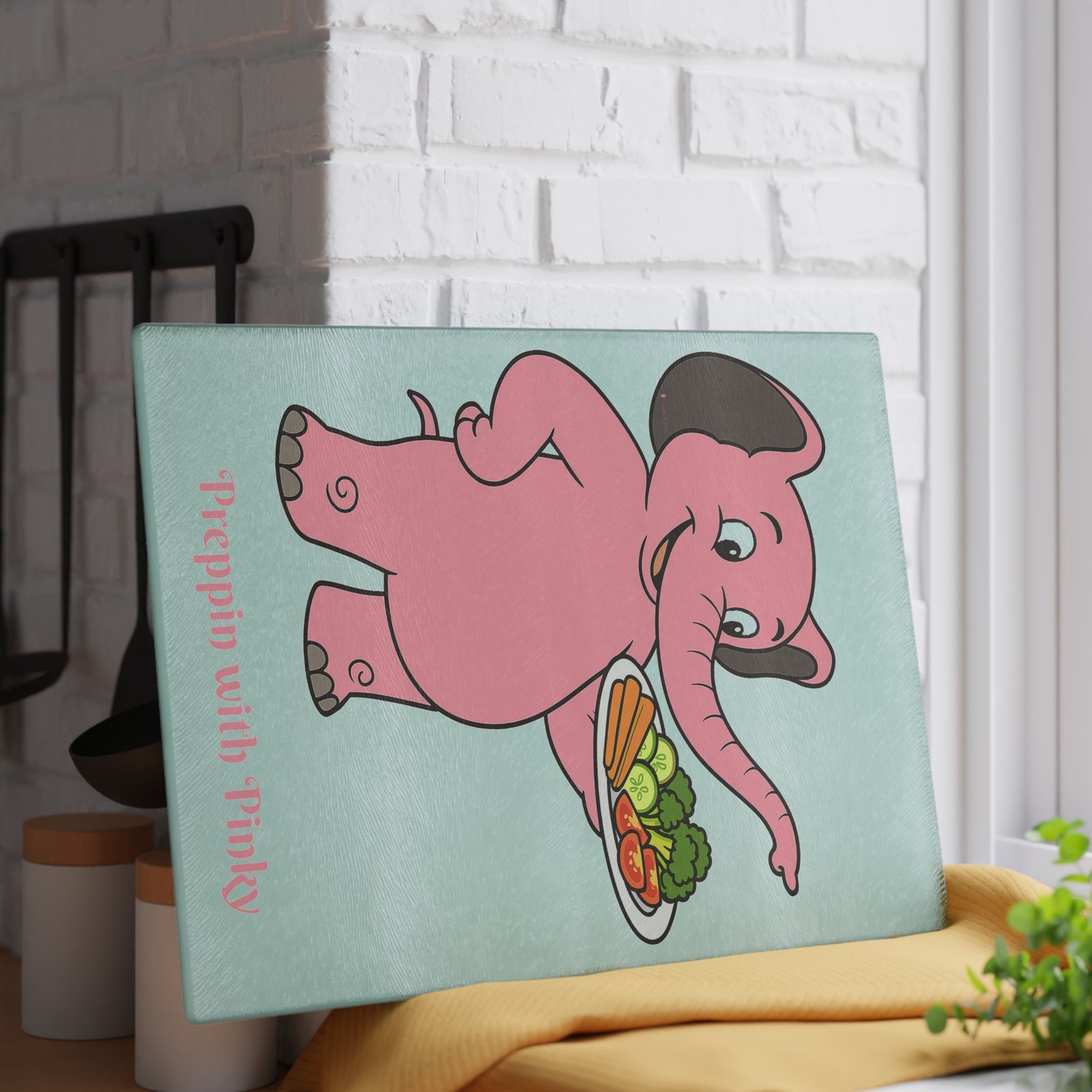 Preppin' with Pinky Retro Elephant Glass Cutting Board in Two Sizes - Image 7