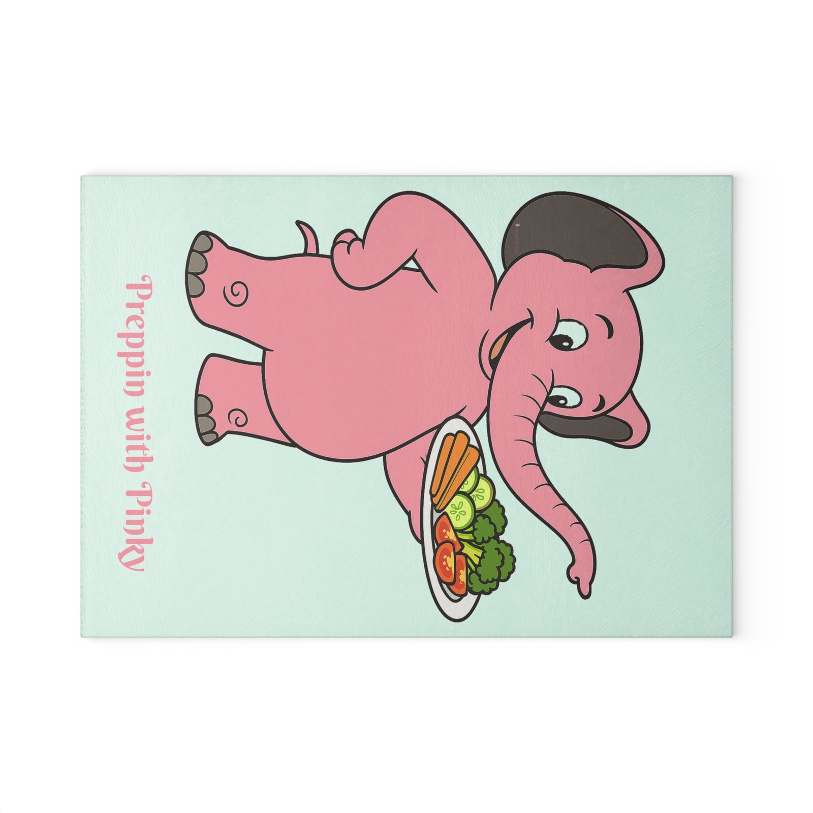 Preppin' with Pinky Retro Elephant Glass Cutting Board in Two Sizes - Image 2