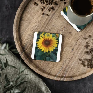 Golden Sunburst - Front- Facing Sunflower Coaster