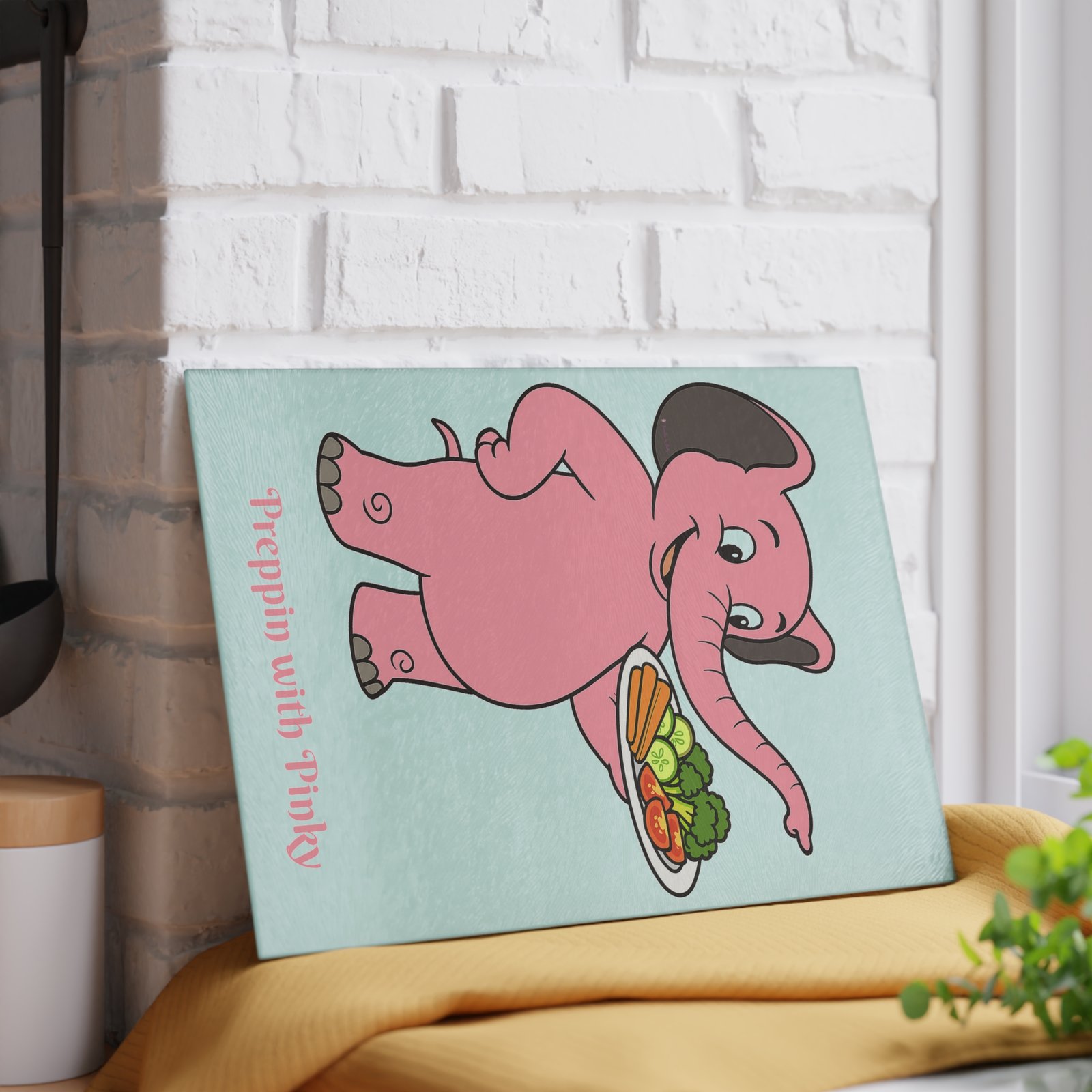 Preppin' with Pinky Retro Elephant Glass Cutting Board in Two Sizes - Image 4